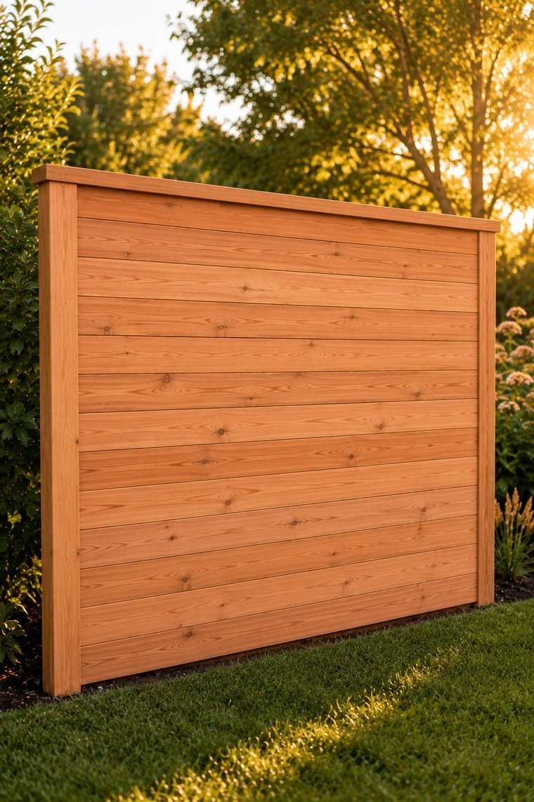 Modern horizontal plank cedar fence