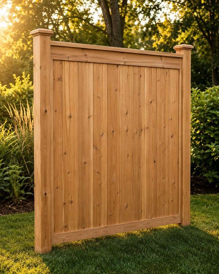 Flat-top solid board cedar privacy fence