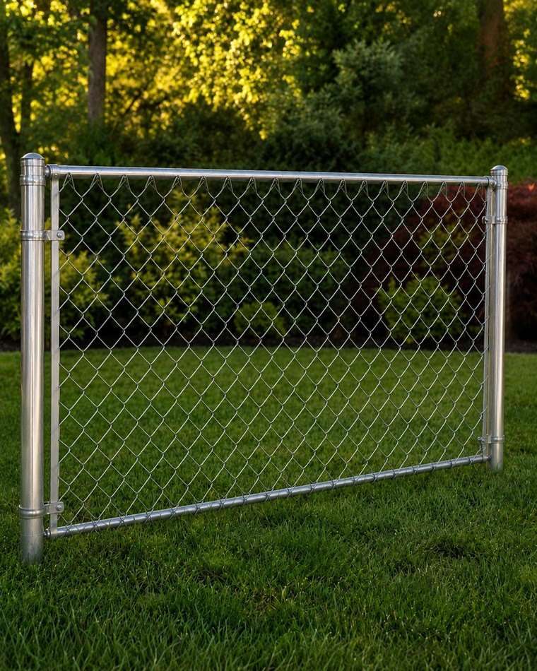 Galvanized chain link fence section